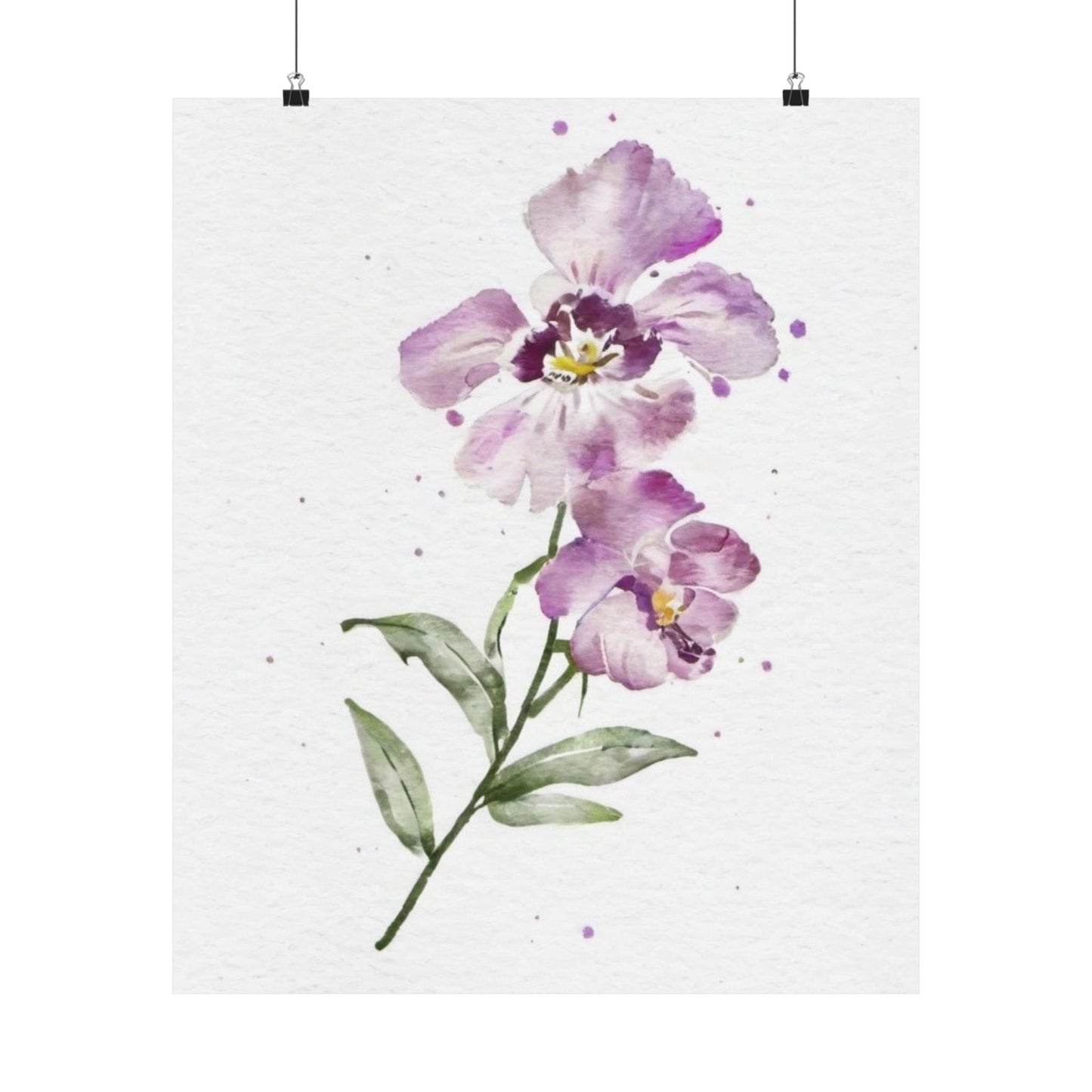 February Birth Flower Poster – Watercolor Violet