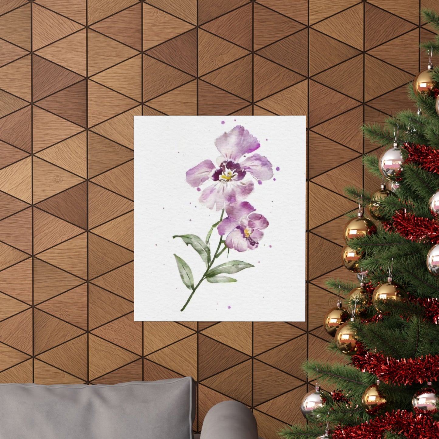 February Birth Flower Poster – Watercolor Violet