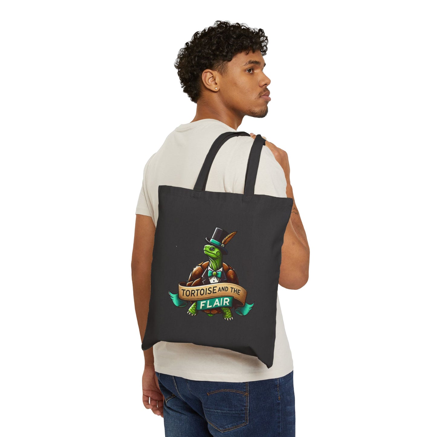 Canvas Tote Bag - Tortoise Logo Design